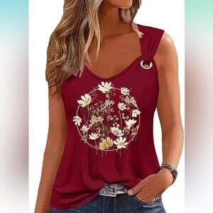 V neck floral tank